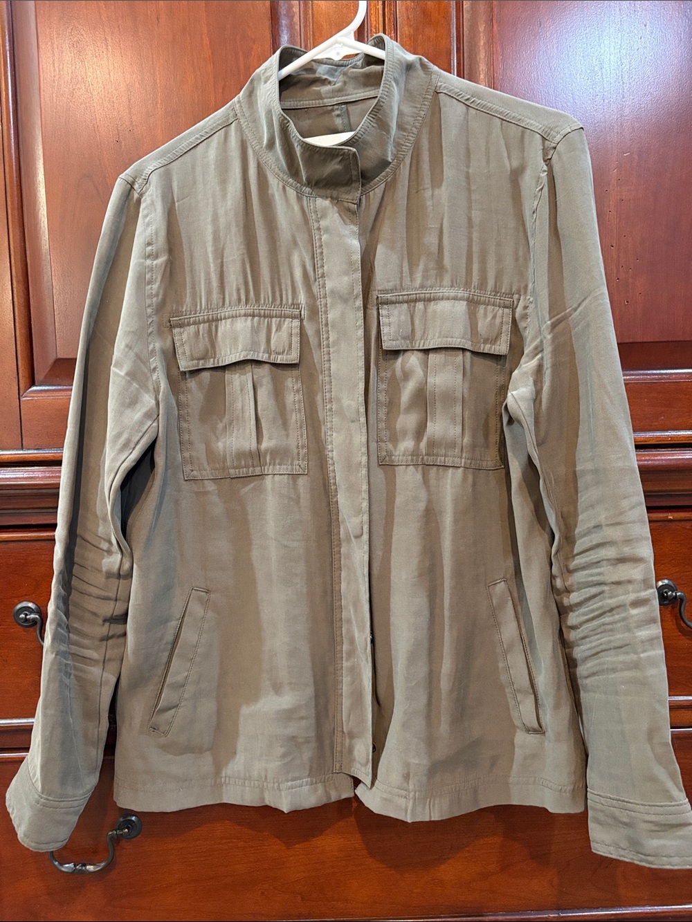 Treasure & Bond Olive Utility Jacket with Stand Collar